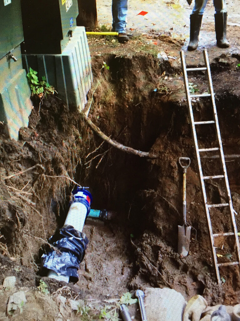 Too close for comfort! The water main break was only a few feet below an electric line.