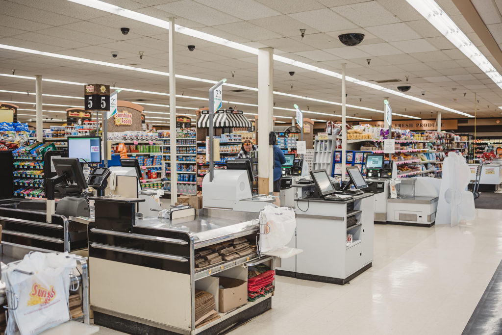 Grocery store checkout lanes