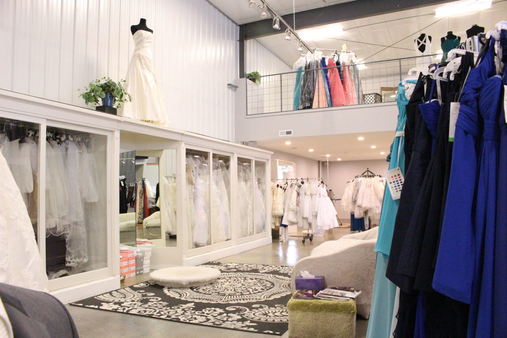 interior of a bridal and women's fashion boutique