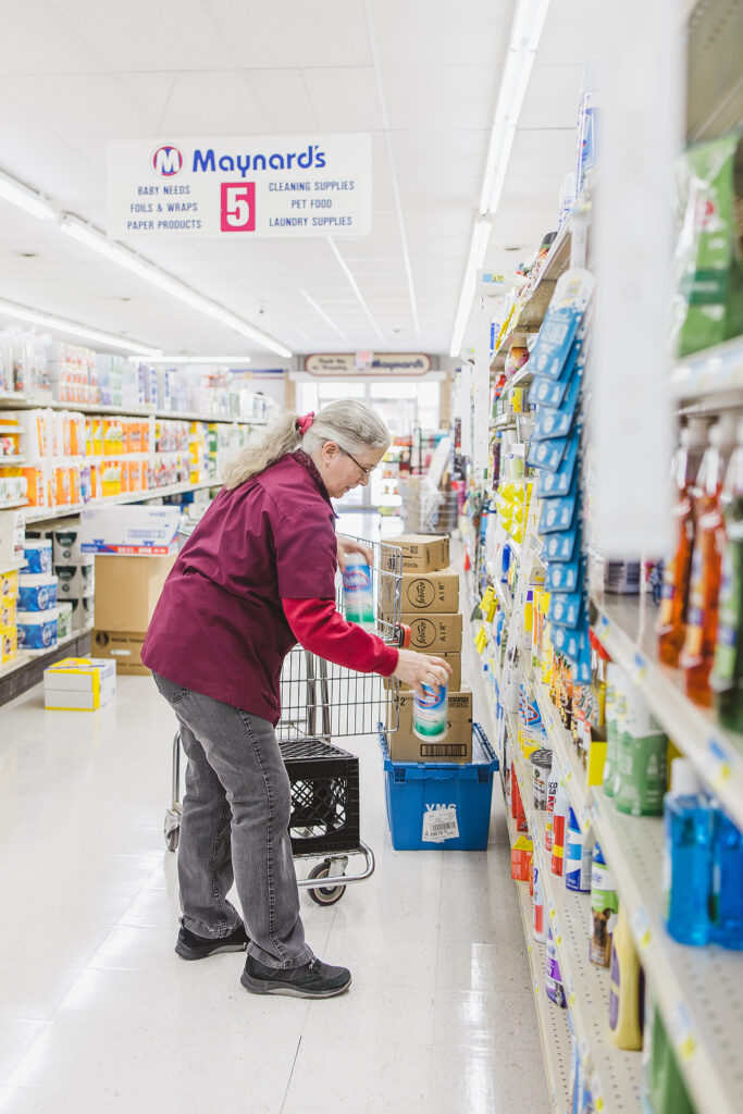 employee stocking shelves