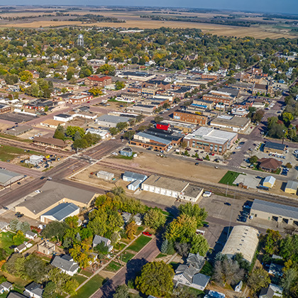aerial of small town